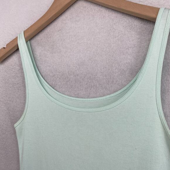 EILEEN FISHER Tank Top S Organic Cotton Ribbed Jersey Cami Scoop Neck Green - Picture 2 of 13